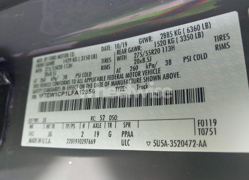 Photo 9 of 2020 Ford F-150 XL (VIN 1FTEW1CP1LFA12856)