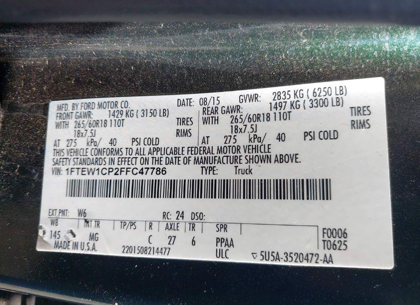 Photo 9 of 2015 Ford F-150 XLT (VIN 1FTEW1CP2FFC47786)