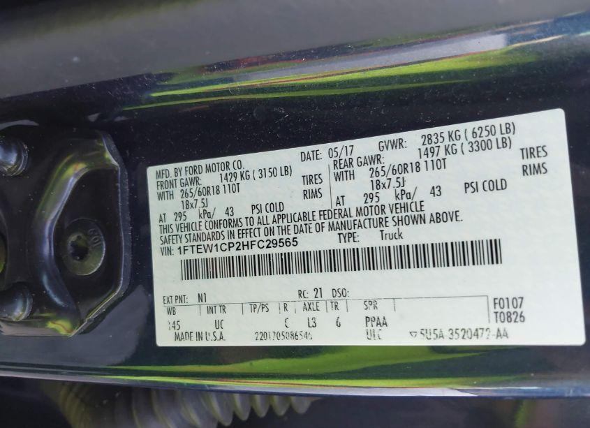 Photo 9 of 2017 Ford F-150 XLT (VIN 1FTEW1CP2HFC29565)