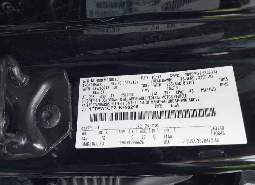 Photo 9 of 2018 Ford F-150 XLT (VIN 1FTEW1CP2JKF99296)