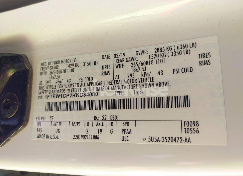 Photo 9 of 2019 Ford F-150 XLT (VIN 1FTEW1CP2KKC84080)