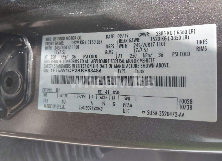 Photo 9 of 2019 Ford F-150 XL (VIN 1FTEW1CP2KKE83484)