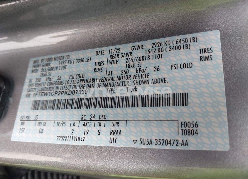 Photo 9 of 2023 Ford F-150 XL (VIN 1FTEW1CP2PKD07039)