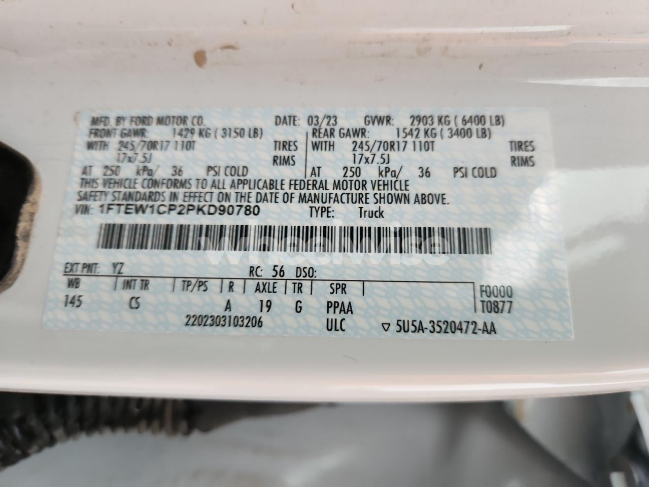 Photo 12 of 2023 FORD F150 SUPERCREW (VIN 1FTEW1CP2PKD90780)