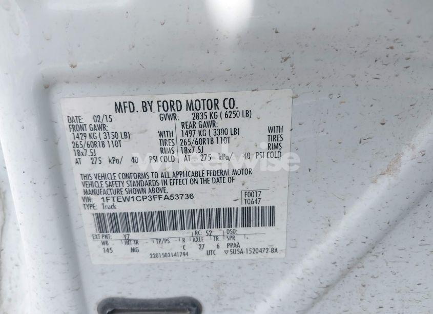 Photo 9 of 2015 Ford F-150 XLT (VIN 1FTEW1CP3FFA53736)