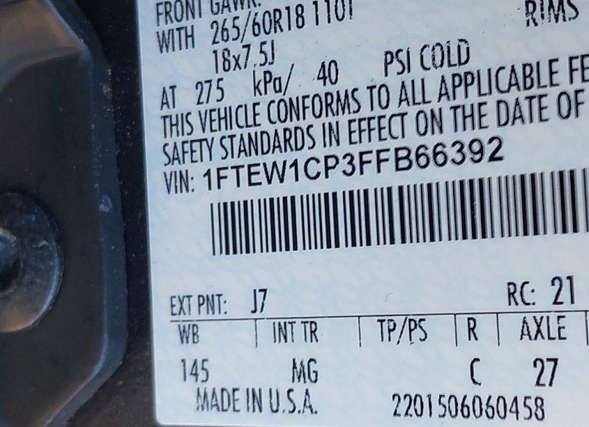 Photo 9 of 2015 Ford F-150 XLT (VIN 1FTEW1CP3FFB66392)