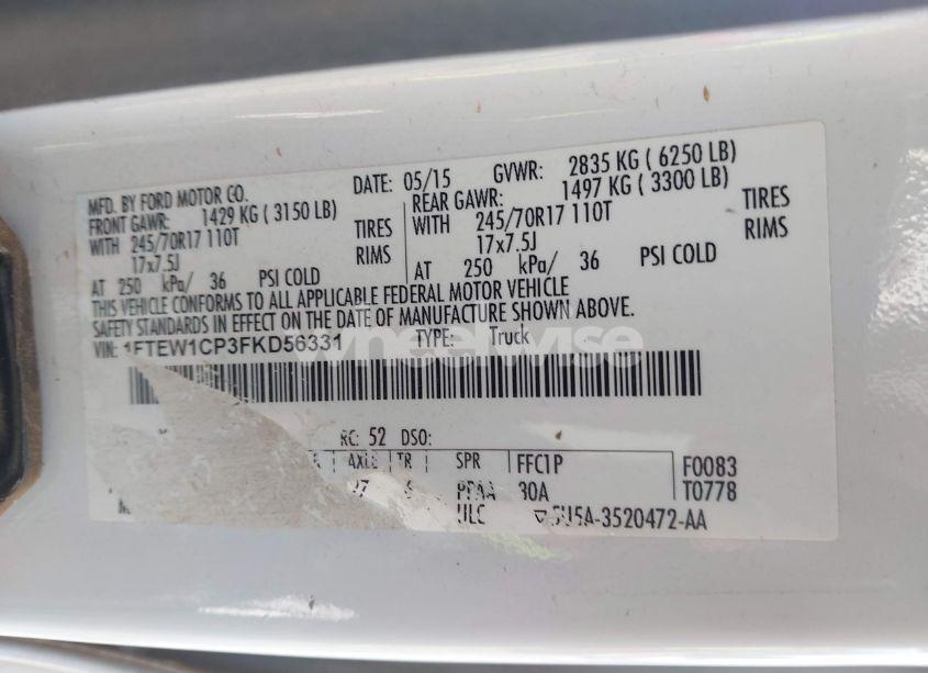 Photo 9 of 2015 Ford F-150 XL (VIN 1FTEW1CP3FKD56331)