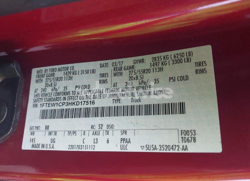 Photo 9 of 2017 Ford F-150 XLT (VIN 1FTEW1CP3HKD17516)