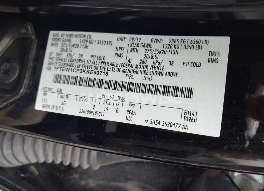 Photo 9 of 2019 Ford F-150 XL (VIN 1FTEW1CP3KKE90718)