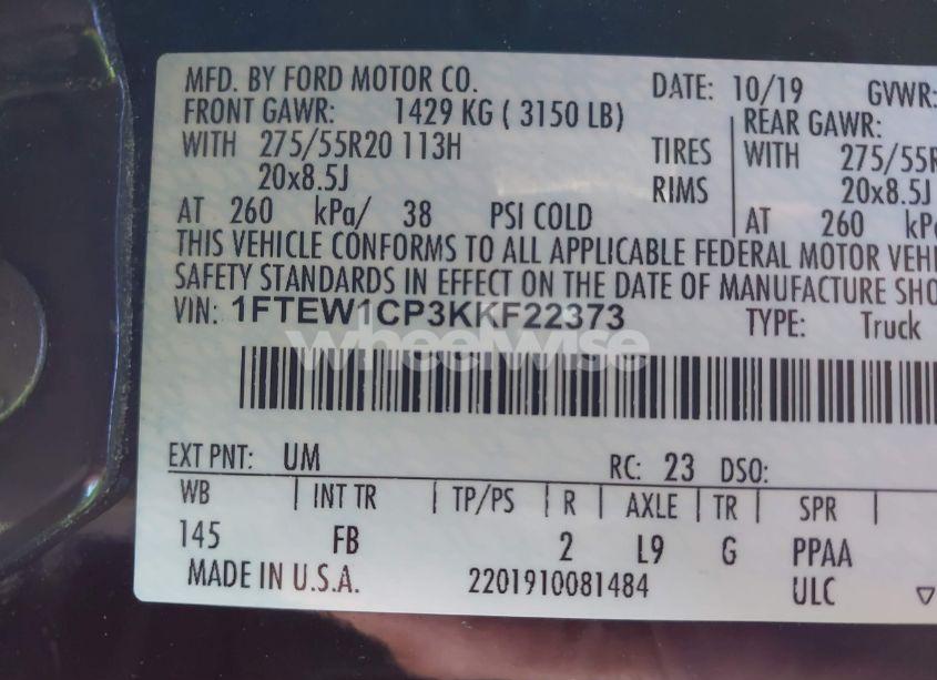 Photo 9 of 2019 Ford F-150 XLT (VIN 1FTEW1CP3KKF22373)