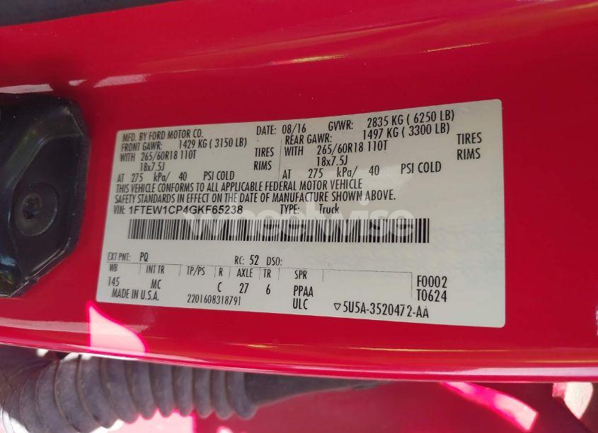 Photo 9 of 2016 Ford F-150 XLT (VIN 1FTEW1CP4GKF65238)