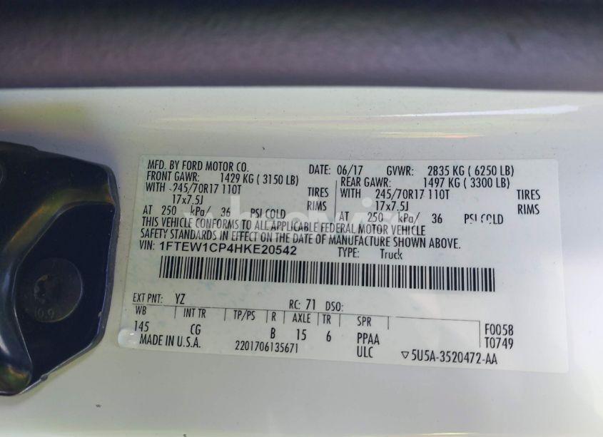 Photo 9 of 2017 Ford F-150 XL (VIN 1FTEW1CP4HKE20542)