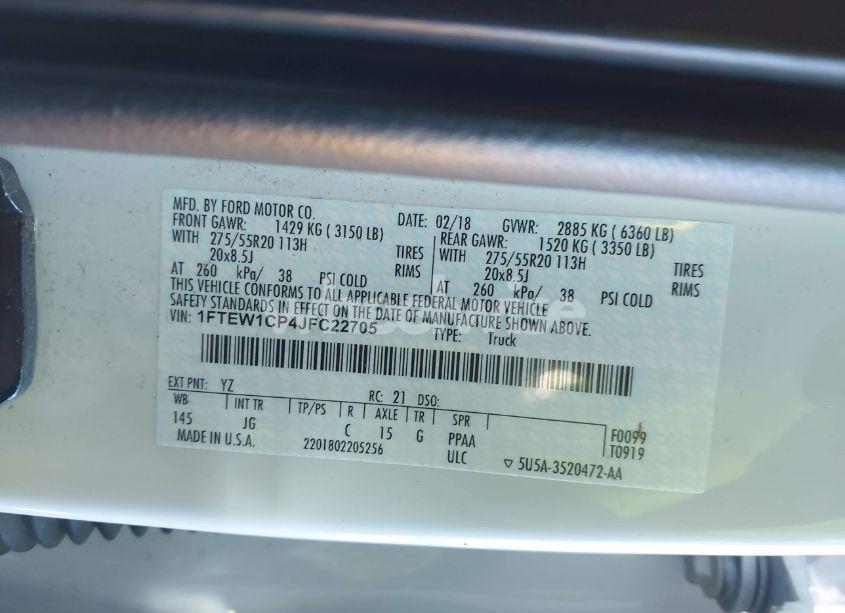 Photo 9 of 2018 Ford F-150 XL (VIN 1FTEW1CP4JFC22705)