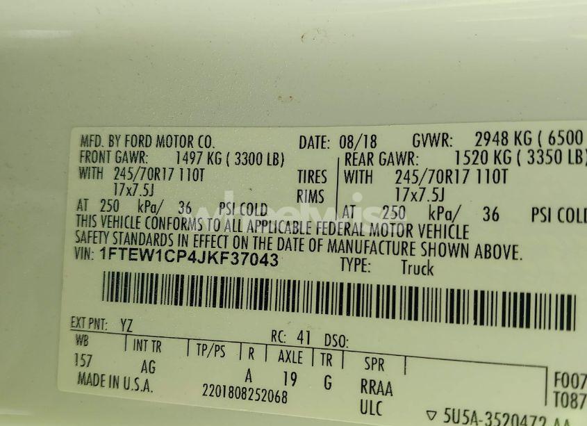 Photo 9 of 2018 Ford F-150 XL (VIN 1FTEW1CP4JKF37043)