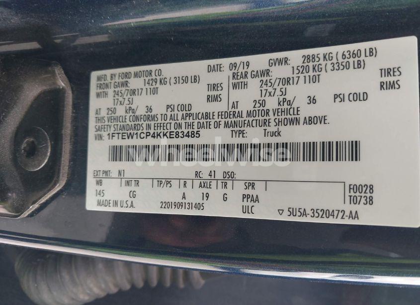 Photo 9 of 2019 Ford F-150 XL (VIN 1FTEW1CP4KKE83485)