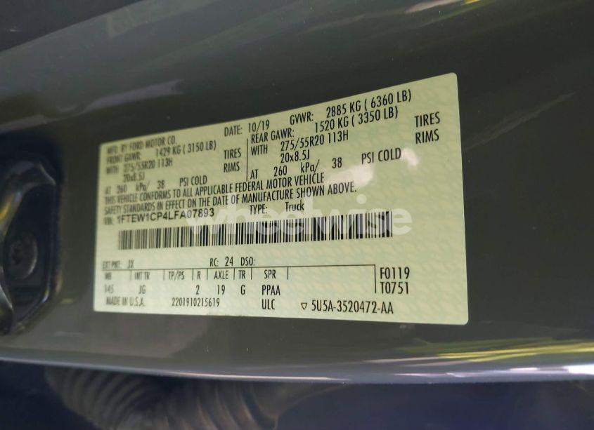 Photo 9 of 2020 Ford F-150 XL (VIN 1FTEW1CP4LFA07893)