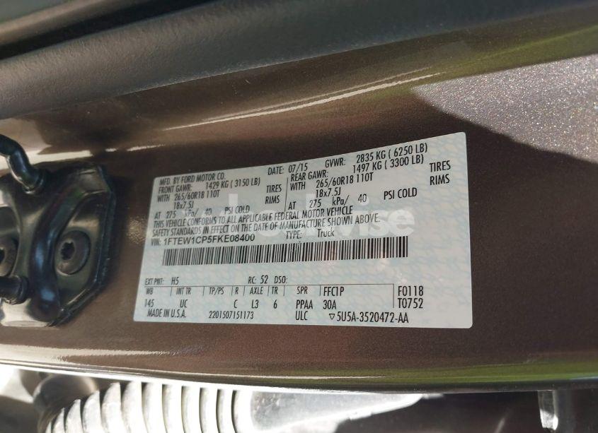 Photo 9 of 2015 Ford F-150 XLT (VIN 1FTEW1CP5FKE08400)