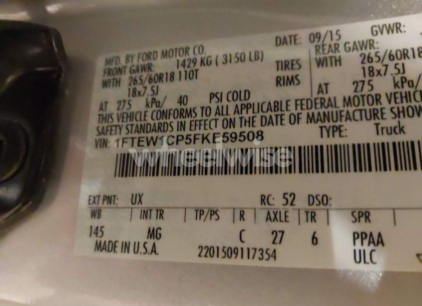 Photo 9 of 2015 Ford F-150 XLT (VIN 1FTEW1CP5FKE59508)