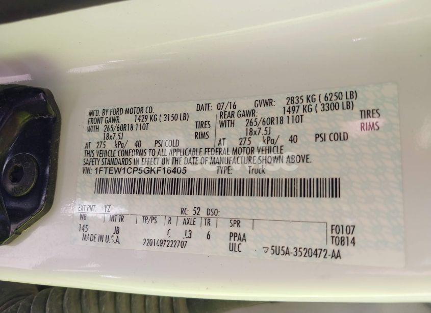 Photo 9 of 2016 Ford F-150 XLT (VIN 1FTEW1CP5GKF16405)