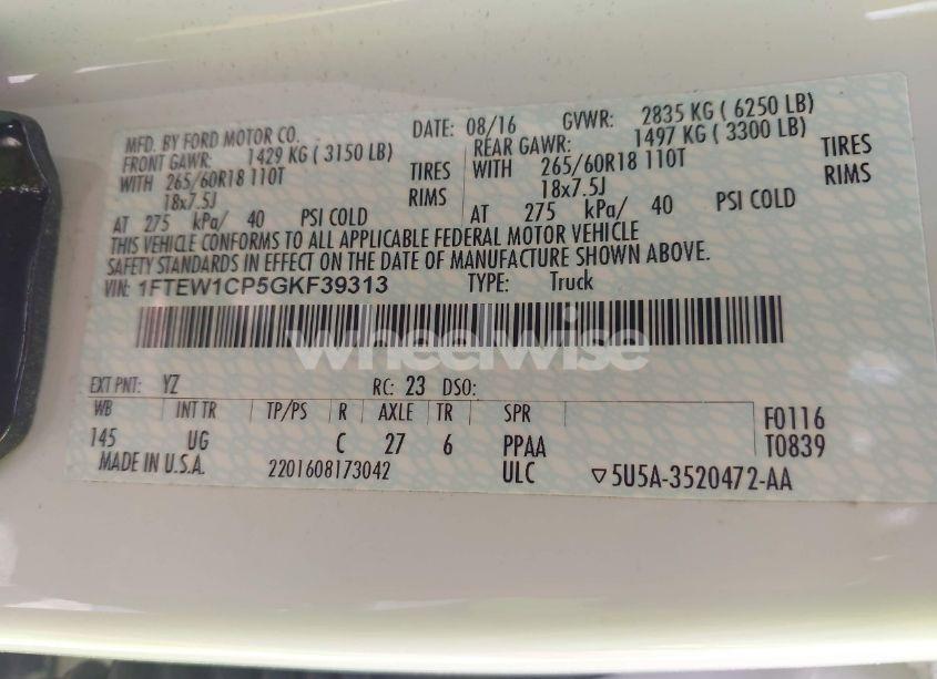 Photo 9 of 2016 Ford F-150 XLT (VIN 1FTEW1CP5GKF39313)