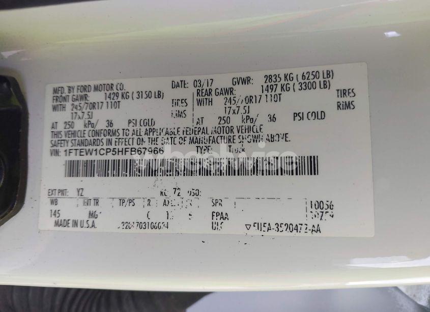 Photo 9 of 2017 Ford F-150 XLT (VIN 1FTEW1CP5HFB67966)