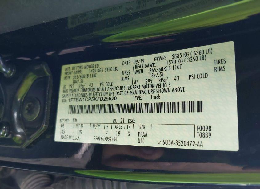 Photo 9 of 2019 Ford F-150 XLT (VIN 1FTEW1CP5KFD25620)