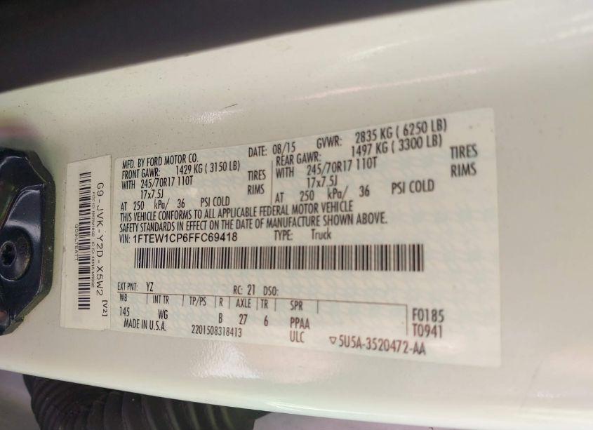 Photo 9 of 2015 Ford F-150 XL (VIN 1FTEW1CP6FFC69418)