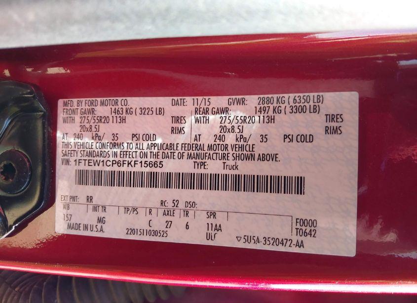 Photo 9 of 2015 Ford F-150 XLT (VIN 1FTEW1CP6FKF15665)