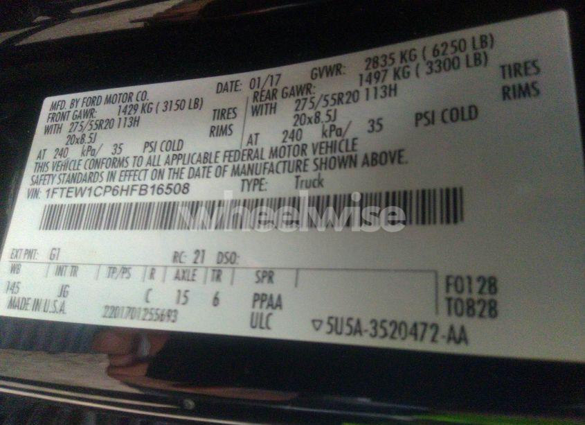 Photo 9 of 2017 Ford F-150 XL (VIN 1FTEW1CP6HFB16508)