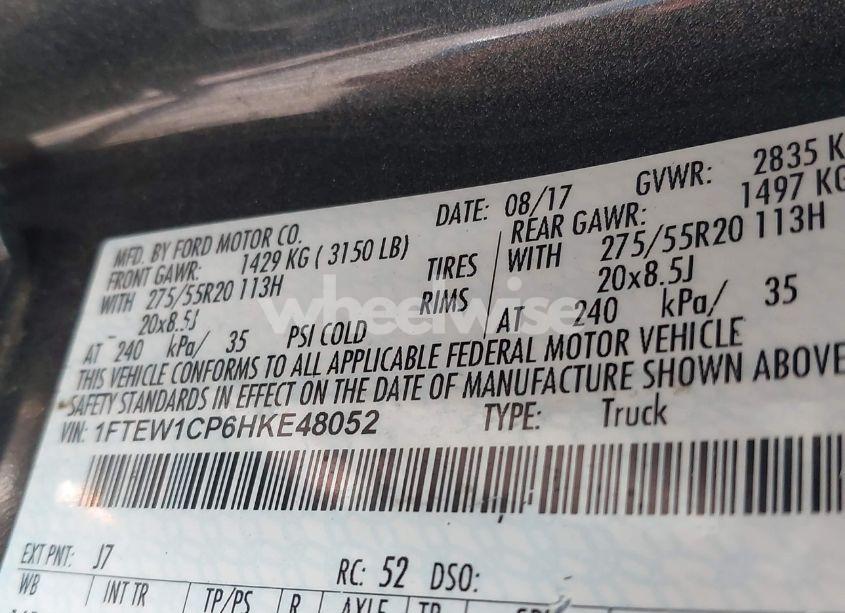 Photo 9 of 2017 Ford F-150 XL (VIN 1FTEW1CP6HKE48052)