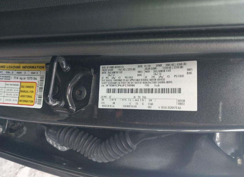 Photo 9 of 2018 Ford F-150 XLT (VIN 1FTEW1CP6JFC10586)