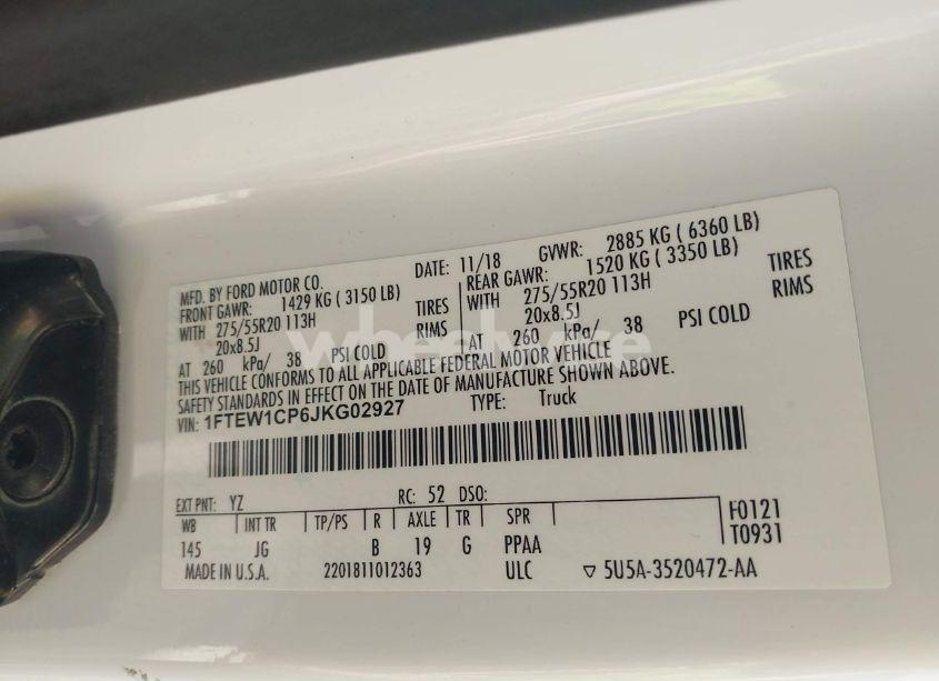 Photo 9 of 2018 Ford F-150 XL (VIN 1FTEW1CP6JKG02927)