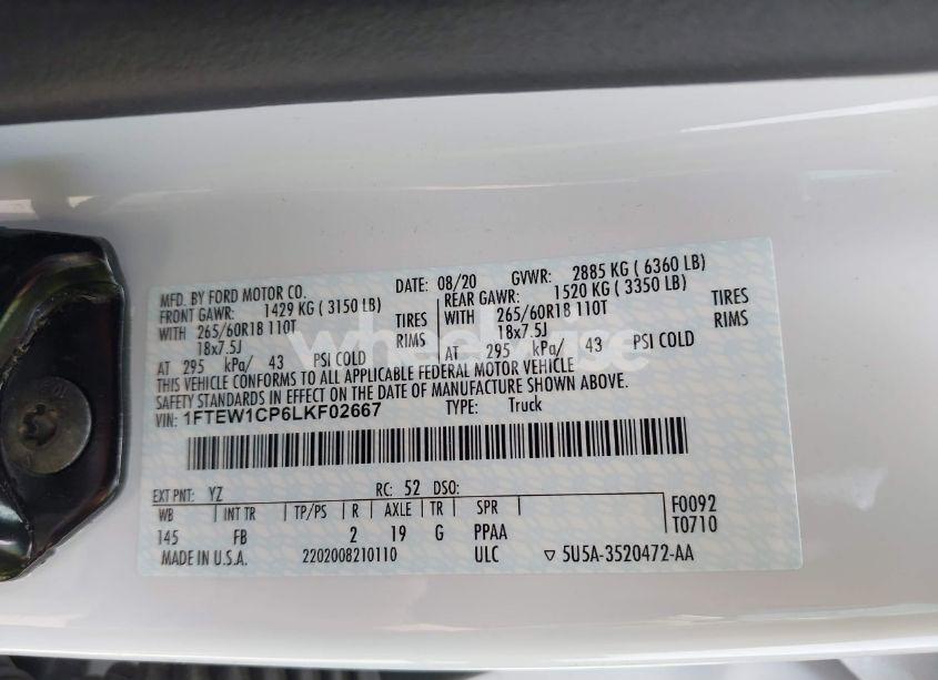 Photo 9 of 2020 Ford F-150 XLT (VIN 1FTEW1CP6LKF02667)