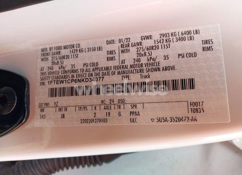 Photo 9 of 2022 Ford F-150 XL (VIN 1FTEW1CP6NKD34077)