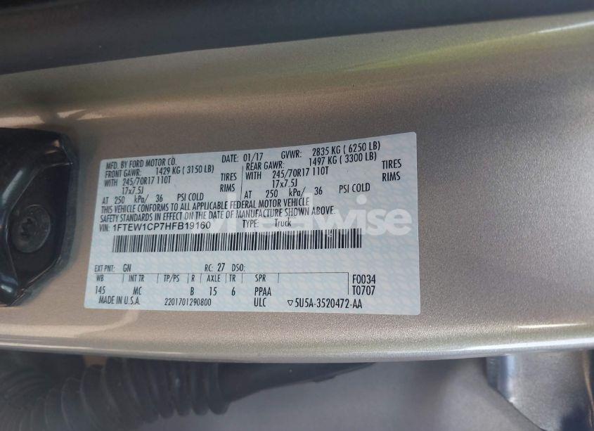 Photo 9 of 2017 Ford F-150 XLT (VIN 1FTEW1CP7HFB19160)