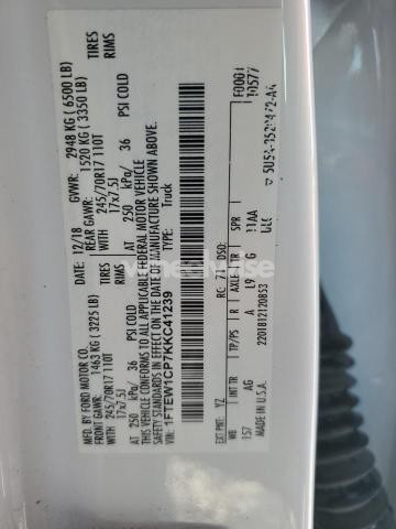 Photo 9 of 2019 FORD F150 SUPERCREW (VIN 1FTEW1CP7KK******)