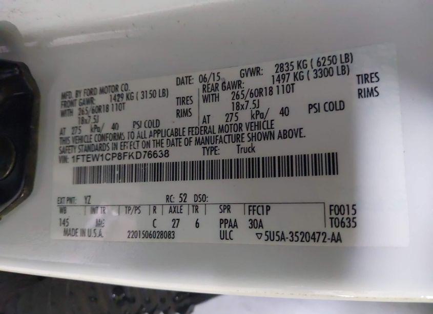 Photo 9 of 2015 Ford F-150 XLT (VIN 1FTEW1CP8FKD76638)