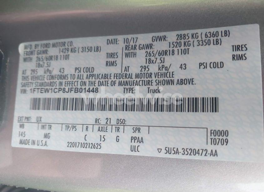 Photo 9 of 2018 Ford F-150 XLT (VIN 1FTEW1CP8JFB01448)