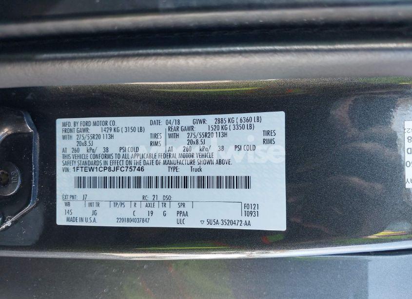 Photo 9 of 2018 Ford F-150 XL (VIN 1FTEW1CP8JFC75746)