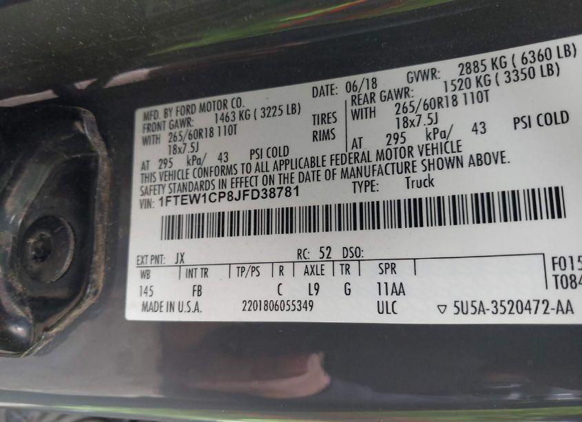 Photo 9 of 2018 Ford F-150 XLT (VIN 1FTEW1CP8JFD38781)