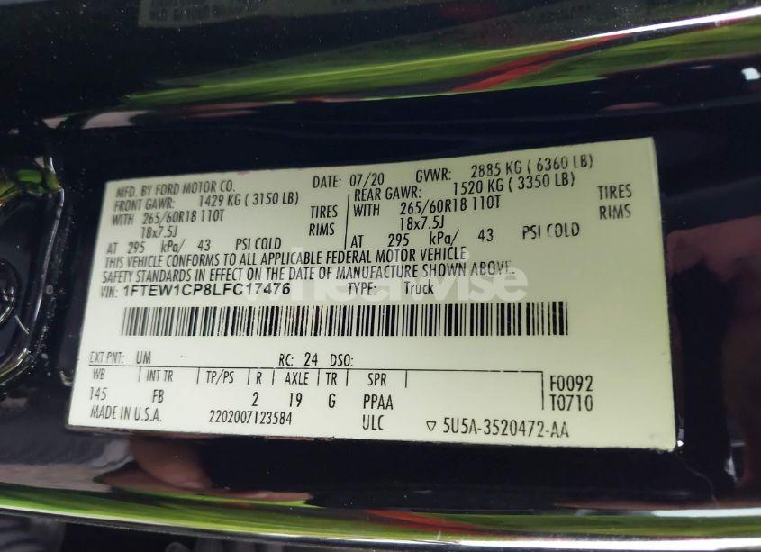 Photo 9 of 2020 Ford F-150 XLT (VIN 1FTEW1CP8LFC17476)