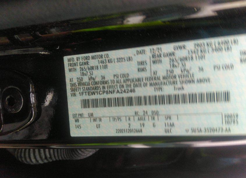 Photo 9 of 2022 Ford F-150 XLT (VIN 1FTEW1CP8NFA24246)