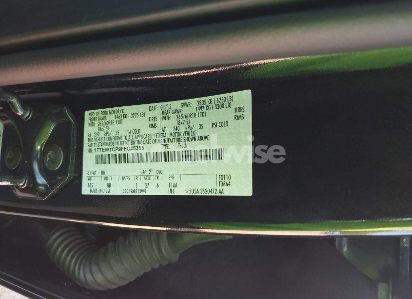 Photo 9 of 2015 Ford F-150 LARIAT (VIN 1FTEW1CP9FFC45355)