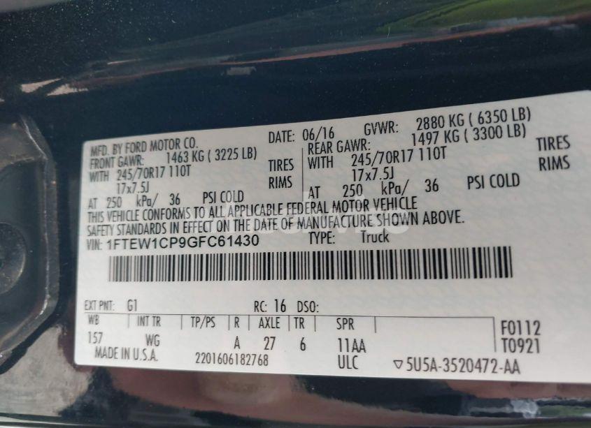 Photo 9 of 2016 Ford F-150 XL (VIN 1FTEW1CP9GFC61430)