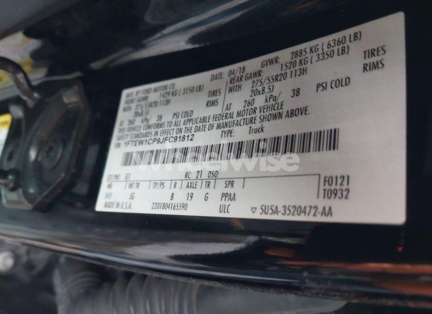 Photo 9 of 2018 Ford F-150 XL (VIN 1FTEW1CP9JFC91812)