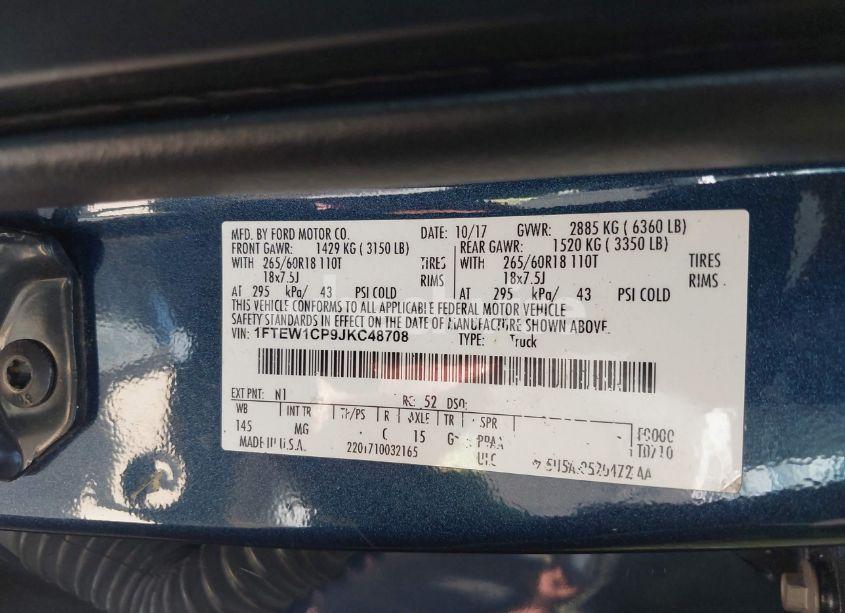 Photo 9 of 2018 Ford F-150 XLT (VIN 1FTEW1CP9JKC48708)