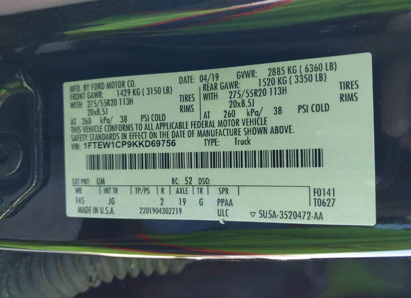 Photo 9 of 2019 Ford F-150 XL (VIN 1FTEW1CP9KKD69756)