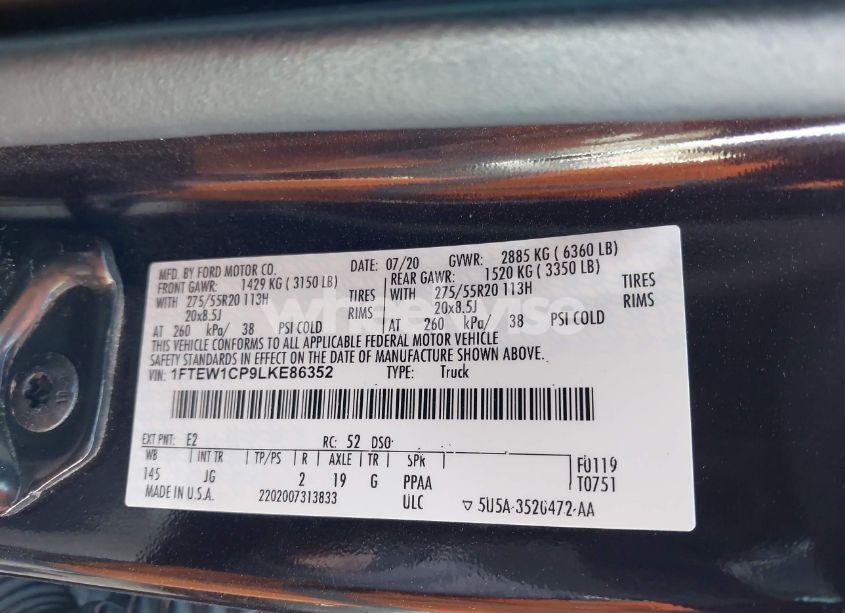 Photo 9 of 2020 Ford F-150 XL (VIN 1FTEW1CP9LKE86352)