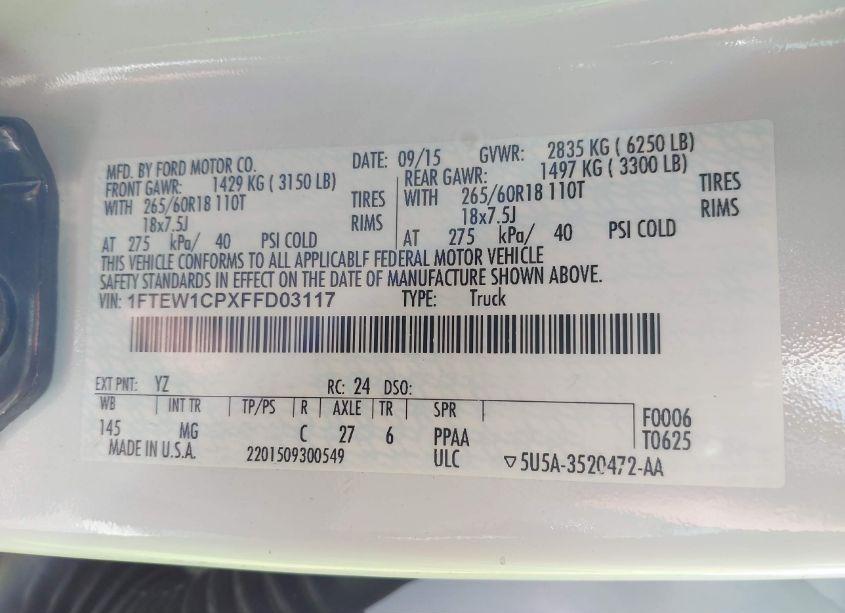 Photo 9 of 2015 Ford F-150 XLT (VIN 1FTEW1CPXFFD03117)