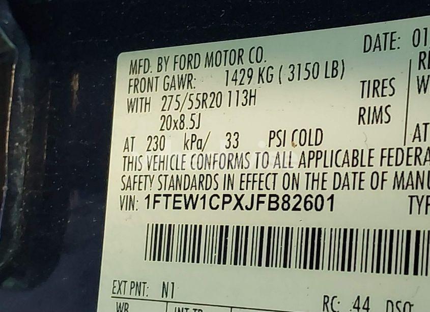 Photo 9 of 2018 Ford F-150 XL (VIN 1FTEW1CPXJFB82601)